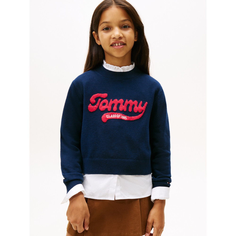 Tommy Logo Knitted Sweater Varsity Donker Blauw Tommy Logo Knitted Sweater Varsity Donker Blauw