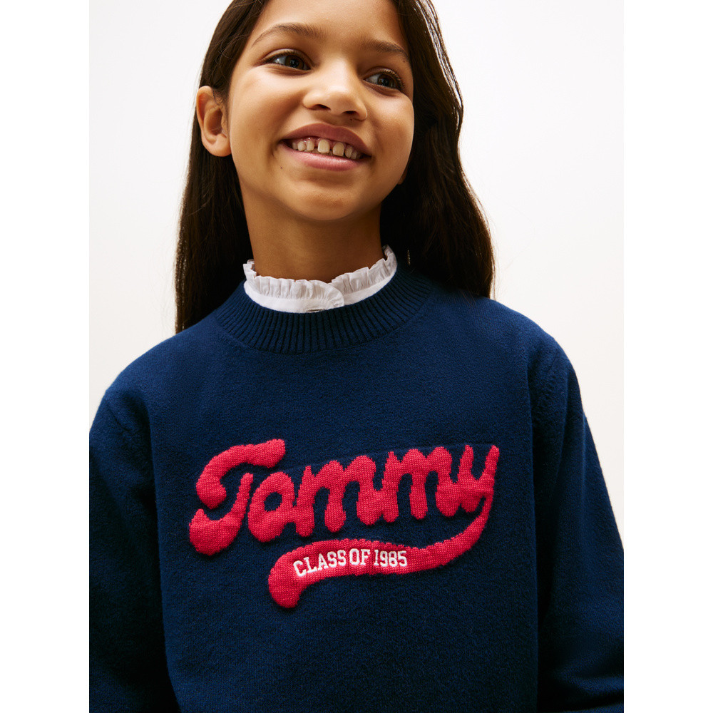 Tommy Logo Knitted Sweater Varsity Donker Blauw Tommy Logo Knitted Sweater Varsity Donker Blauw
