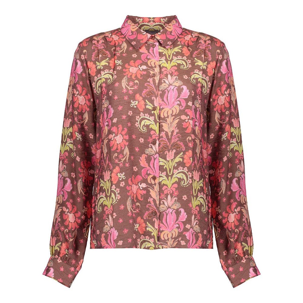 Blouse Met Barok Bloemenprint Bruin 1 Blouse Met Barok Bloemenprint Bruin 1
