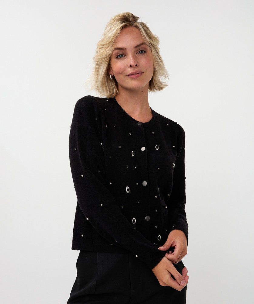Cardigan embellished Zwart 1 Cardigan embellished Zwart 1