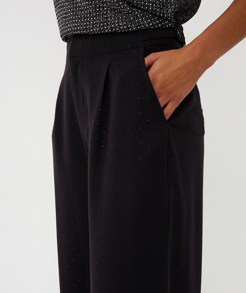 Trousers twill high rise studs Zwart 1 Trousers twill high rise studs Zwart 1