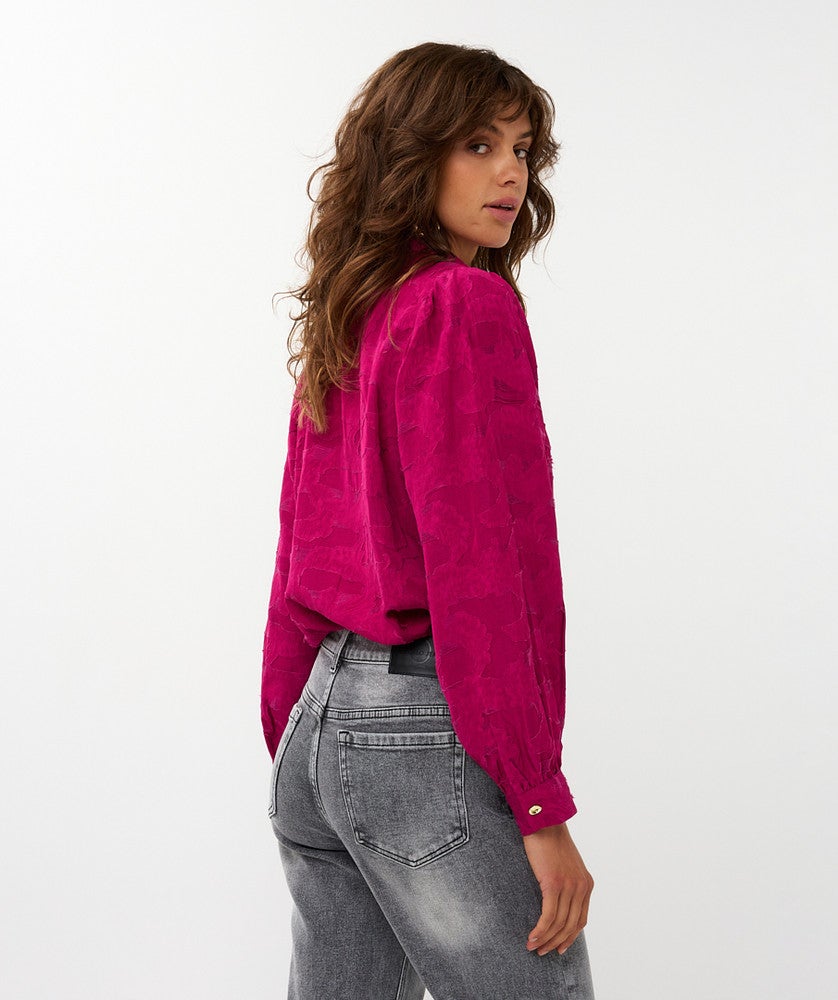 Blouse flower jacquard Roze Blouse flower jacquard Roze