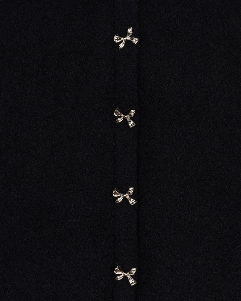 Sweater bow button fake placket Zwart 1 Sweater bow button fake placket Zwart 1