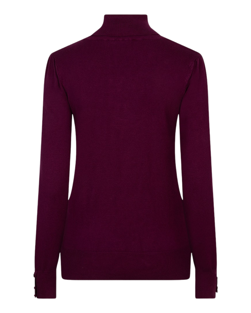 Sweater col buttoned cuff basic knit Rood Sweater col buttoned cuff basic knit Rood