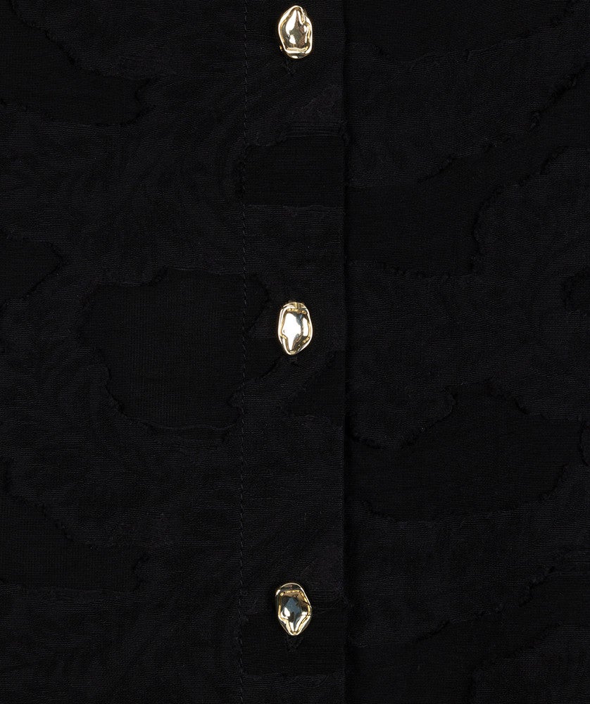 Blouse flower jacquard Zwart 1 Blouse flower jacquard Zwart 1