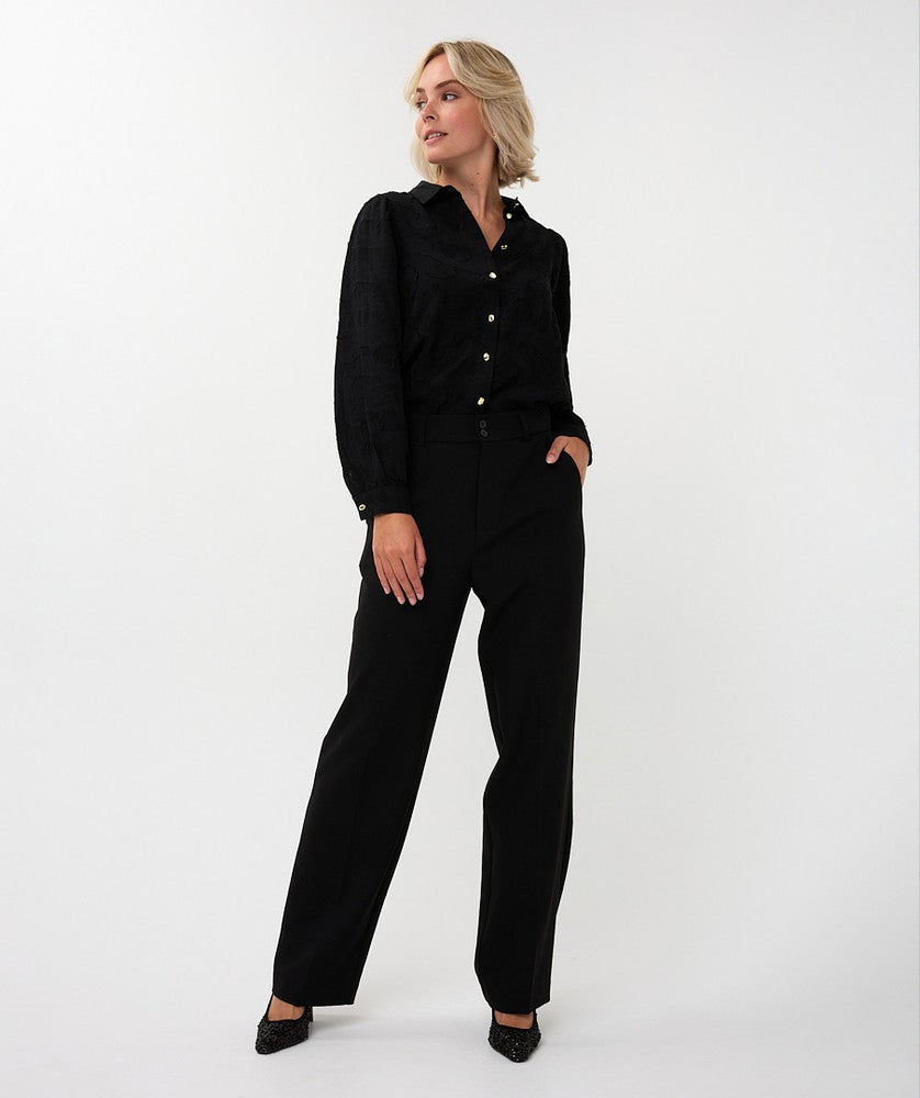 Blouse flower jacquard Zwart 1 Blouse flower jacquard Zwart 1