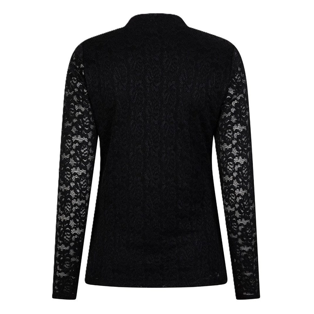 Top lace lurex stretch Zwart 1 Top lace lurex stretch Zwart 1