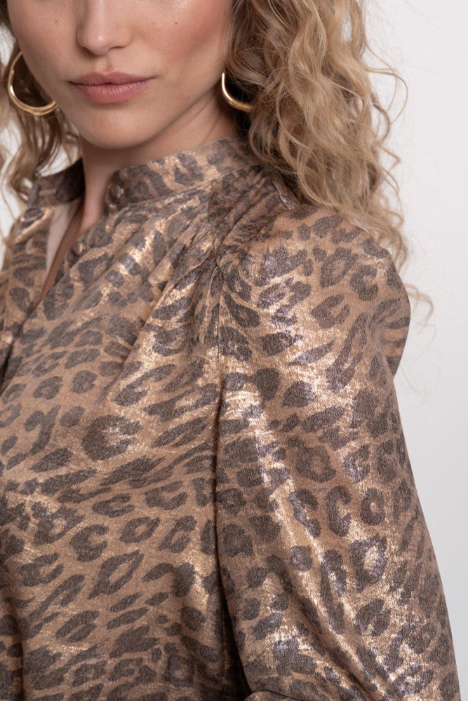 Blouse velvet look leopard Goud Blouse velvet look leopard Goud