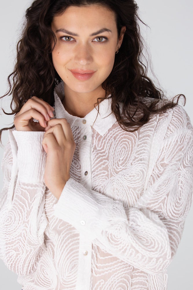 LIZET BLOUSE FF 744 fancy flower long sleeve Off White LIZET BLOUSE FF 744 fancy flower long sleeve Off White