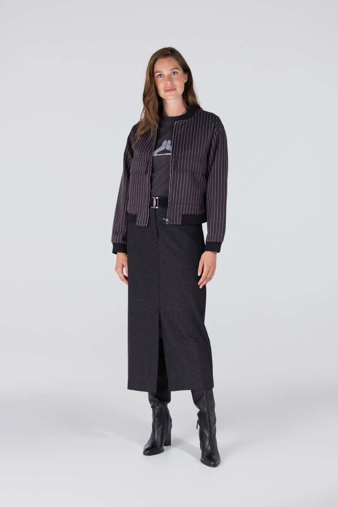 GEORGIE ROK HVM 683 slit at front Grijs GEORGIE ROK HVM 683 slit at front Grijs