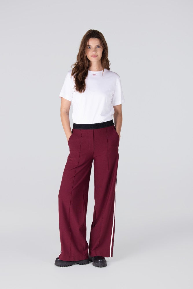JOY BROEK HVM 411 wide leg binding at side logo waistband Bordeaux JOY BROEK HVM 411 wide leg binding at side logo waistband Bordeaux