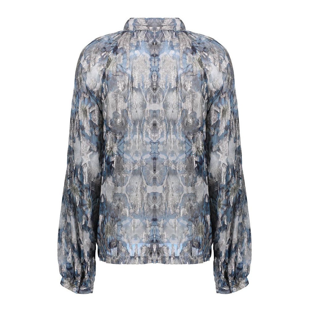 Blouse Met Aquarelachtige Print Blauw Blouse Met Aquarelachtige Print Blauw