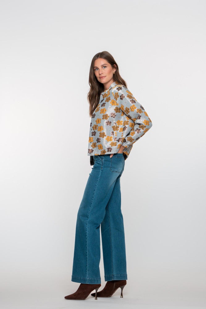 Jeans Met Wijde Flared Pijp Blauw Jeans Met Wijde Flared Pijp Blauw