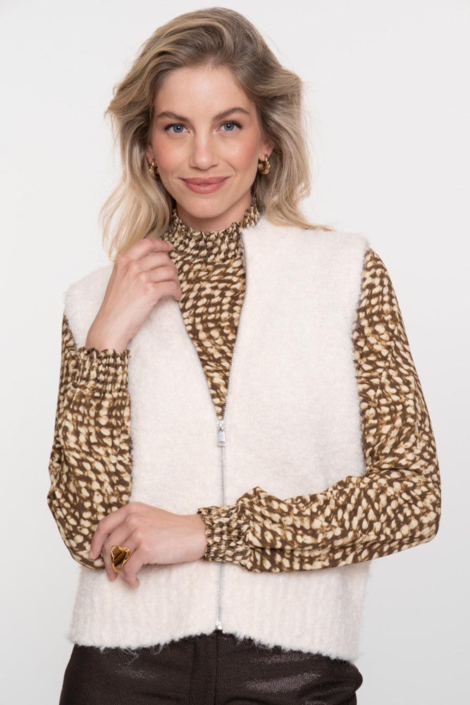 Pullover teddy sleeveless with zipper Gilet Off White Pullover teddy sleeveless with zipper Gilet Off White