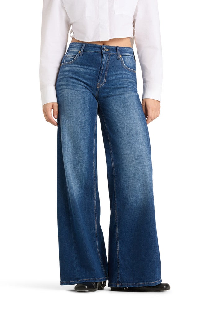 Palazzo Patch CMB Applikation Jeans Blauw Palazzo Patch CMB Applikation Jeans Blauw