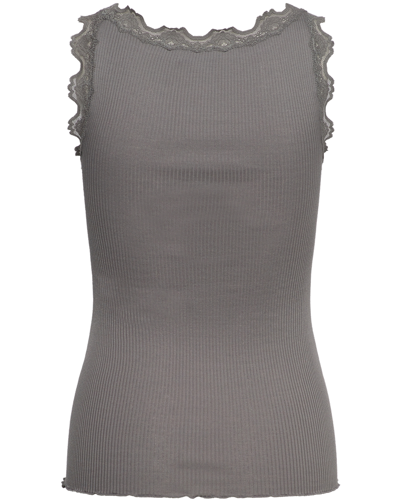RWBabette Silk SL U-neck Lace Top Grijs RWBabette Silk SL U-neck Lace Top Grijs