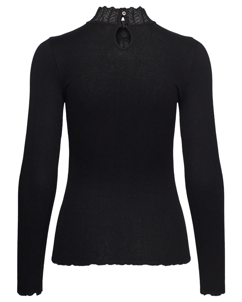 RWBeatha Silk LS Lace T-shirt Zwart 1 RWBeatha Silk LS Lace T-shirt Zwart 1
