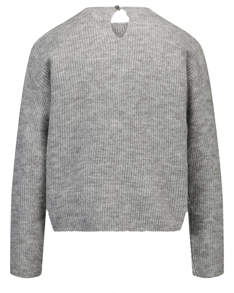 LS SWEATER KNIT WITH LACE COLLAR Grijs LS SWEATER KNIT WITH LACE COLLAR Grijs