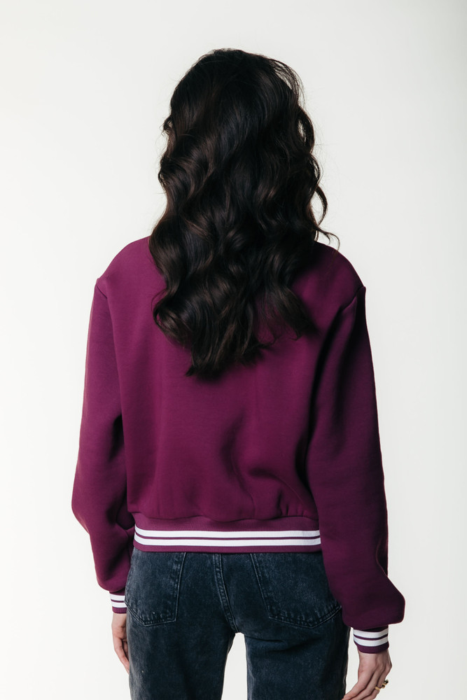 Uni Striped Cuff Zip Sweat Bordeaux Uni Striped Cuff Zip Sweat Bordeaux