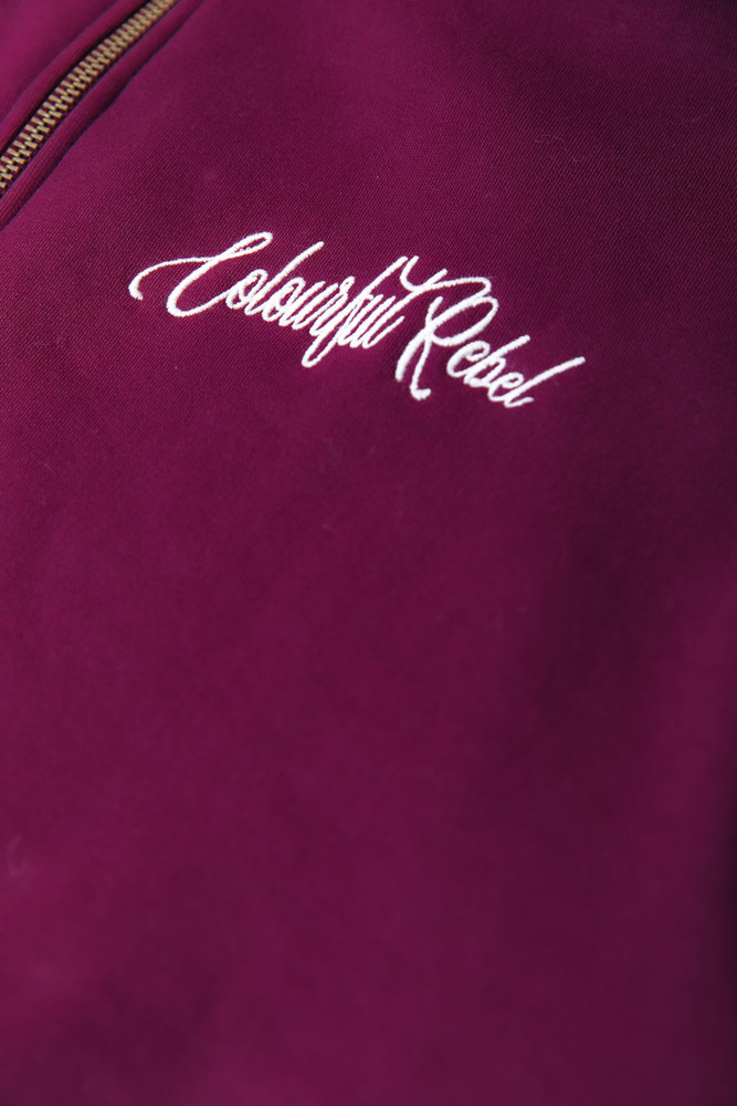 Uni Striped Cuff Zip Sweat Bordeaux Uni Striped Cuff Zip Sweat Bordeaux