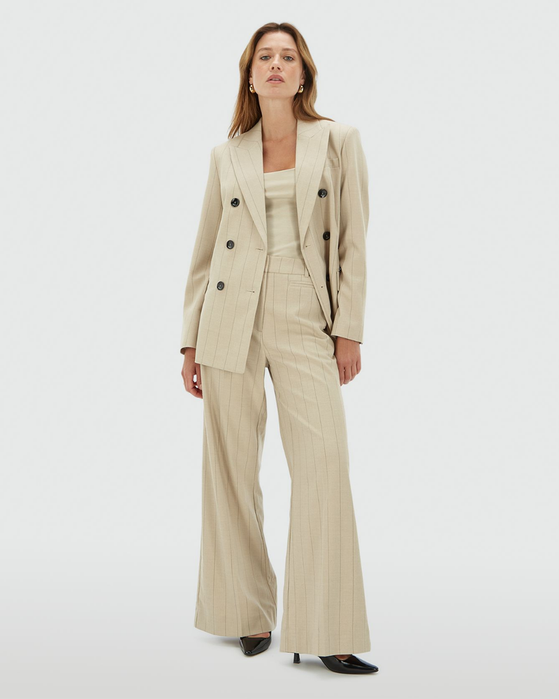 PLEUN regular fit blazer with pinstripe Beige PLEUN regular fit blazer with pinstripe Beige