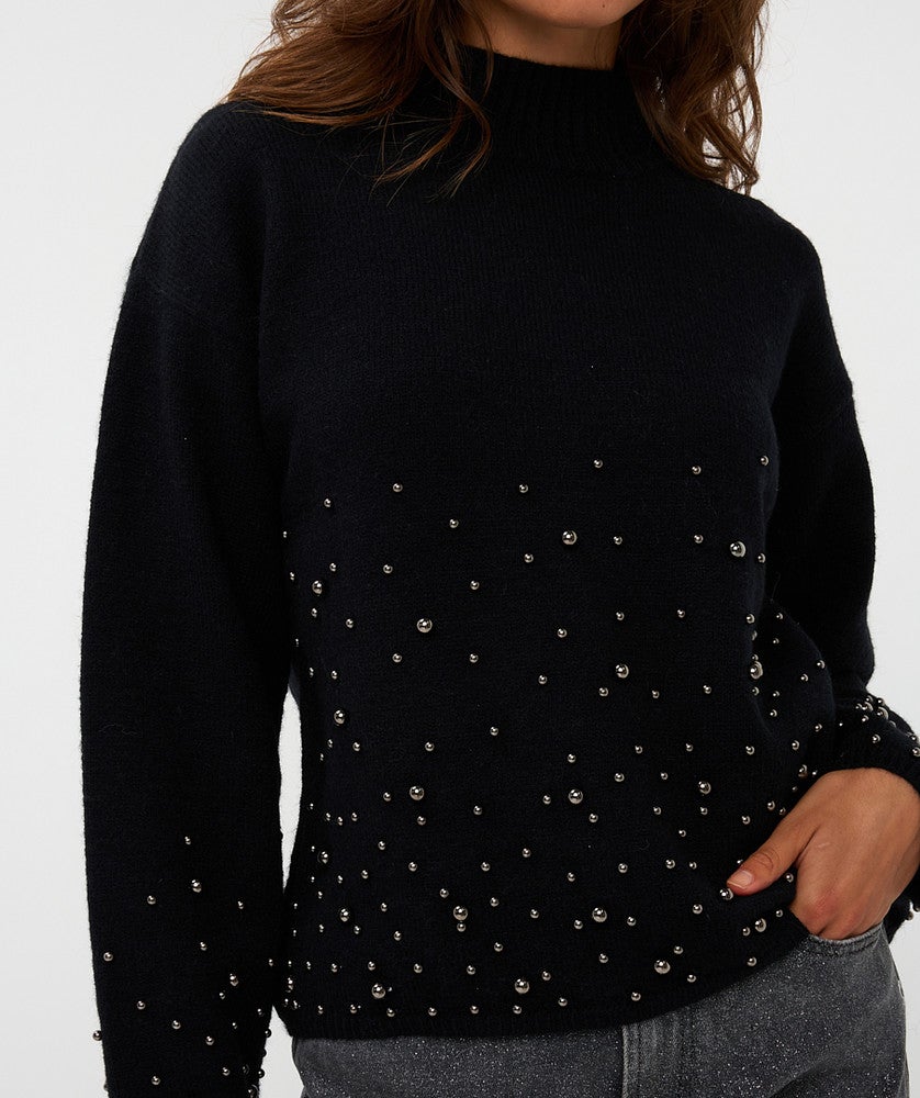 Sweater pearls Zwart 1 Sweater pearls Zwart 1