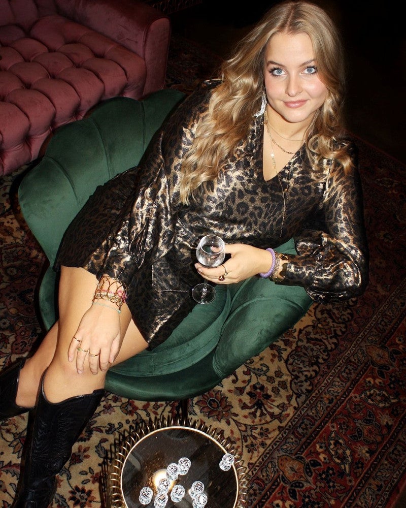 Dress Dacey Wv Shiny Leopard Zwart 1 Dress Dacey Wv Shiny Leopard Zwart 1