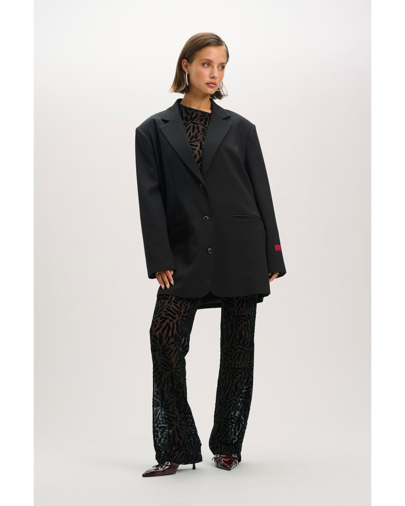 ladies woven oversized blazer LESLIE Zwart 1 ladies woven oversized blazer LESLIE Zwart 1