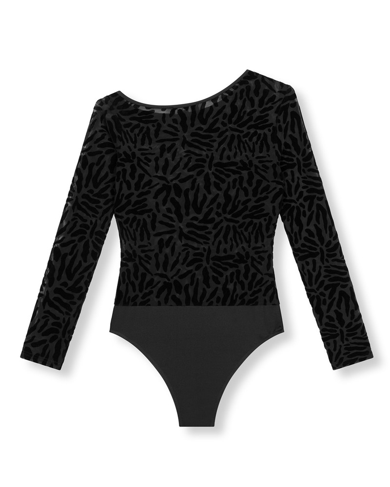 ladies knitted body flock print ELLY Zwart 1 ladies knitted body flock print ELLY Zwart 1