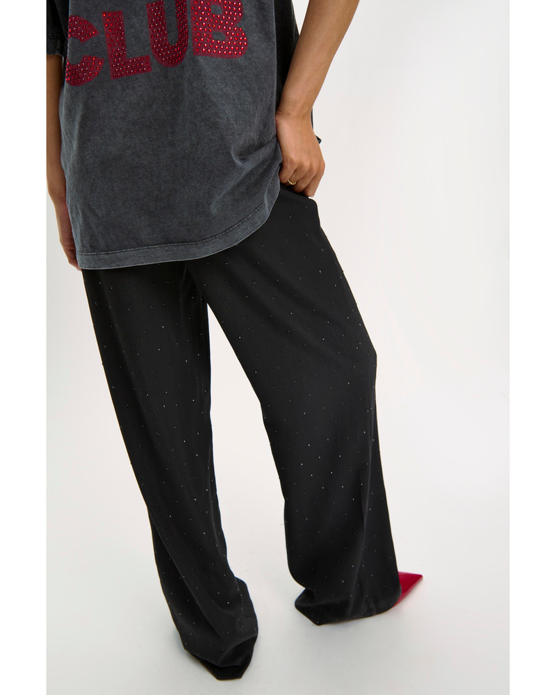 ladies woven pants stones PUCK Zwart 1 ladies woven pants stones PUCK Zwart 1
