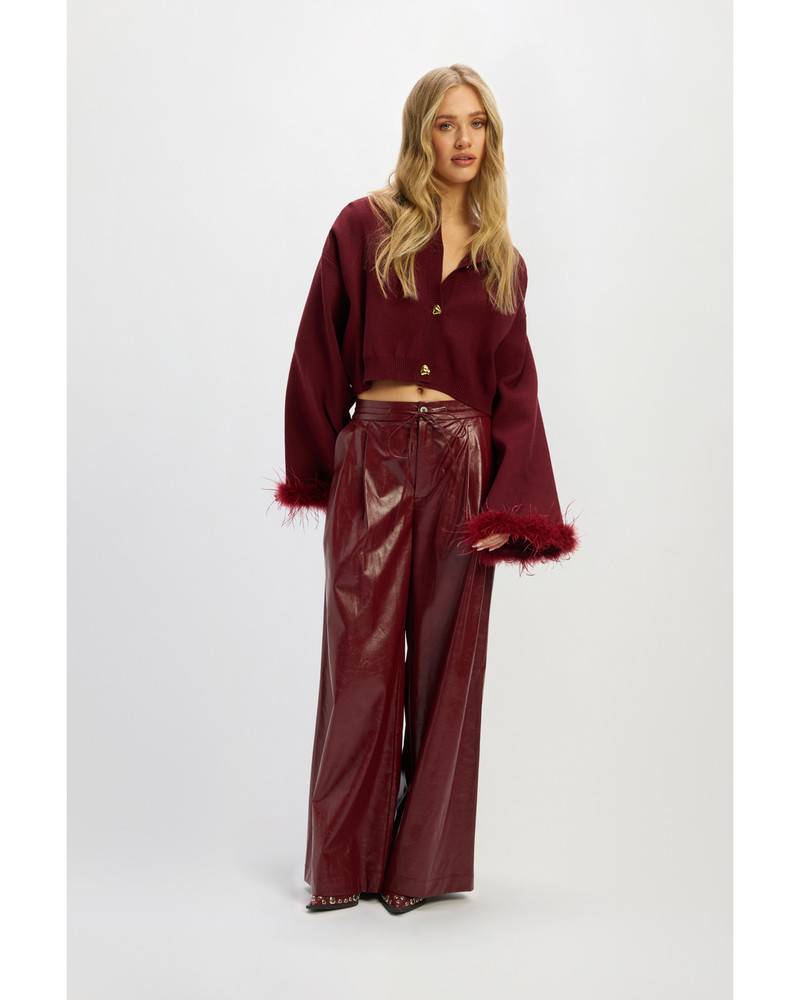 ladies woven pu pants BIBI Bordeaux ladies woven pu pants BIBI Bordeaux