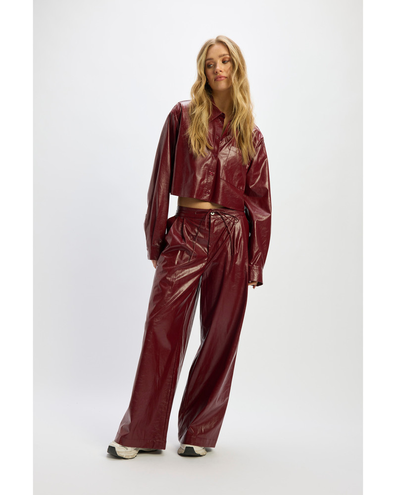 ladies woven pu pants BIBI Bordeaux ladies woven pu pants BIBI Bordeaux