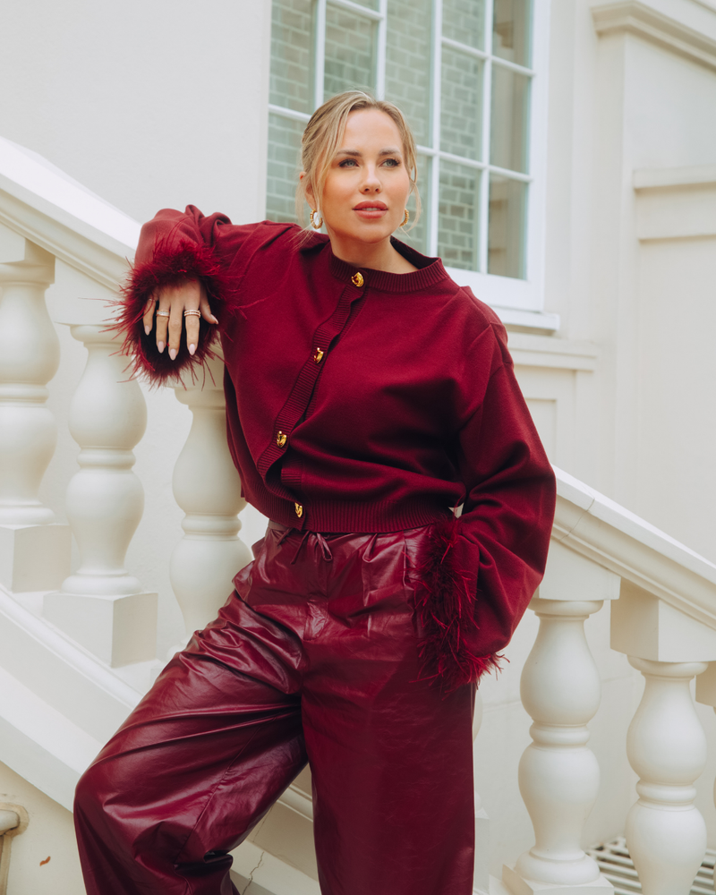 ladies woven pu pants BIBI Bordeaux ladies woven pu pants BIBI Bordeaux