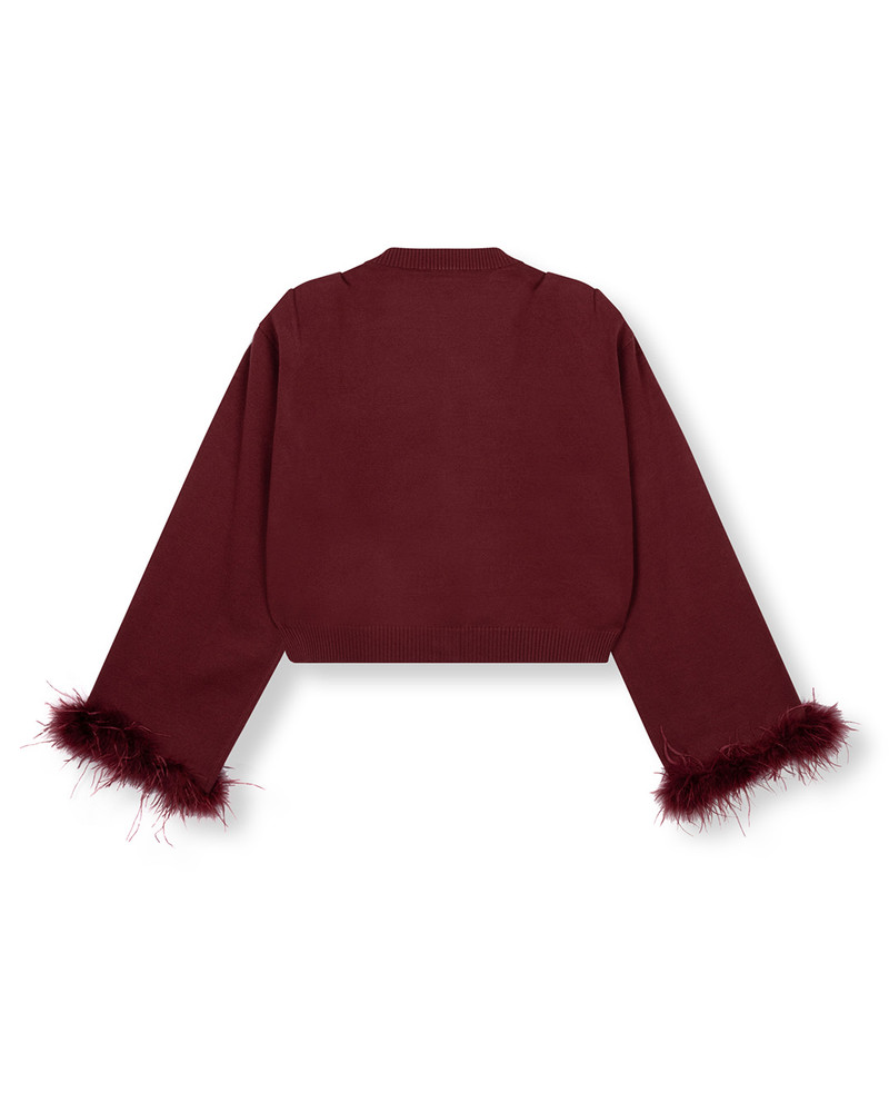 ladies knitted vest with furr sleeves MADY Bordeaux ladies knitted vest with furr sleeves MADY Bordeaux