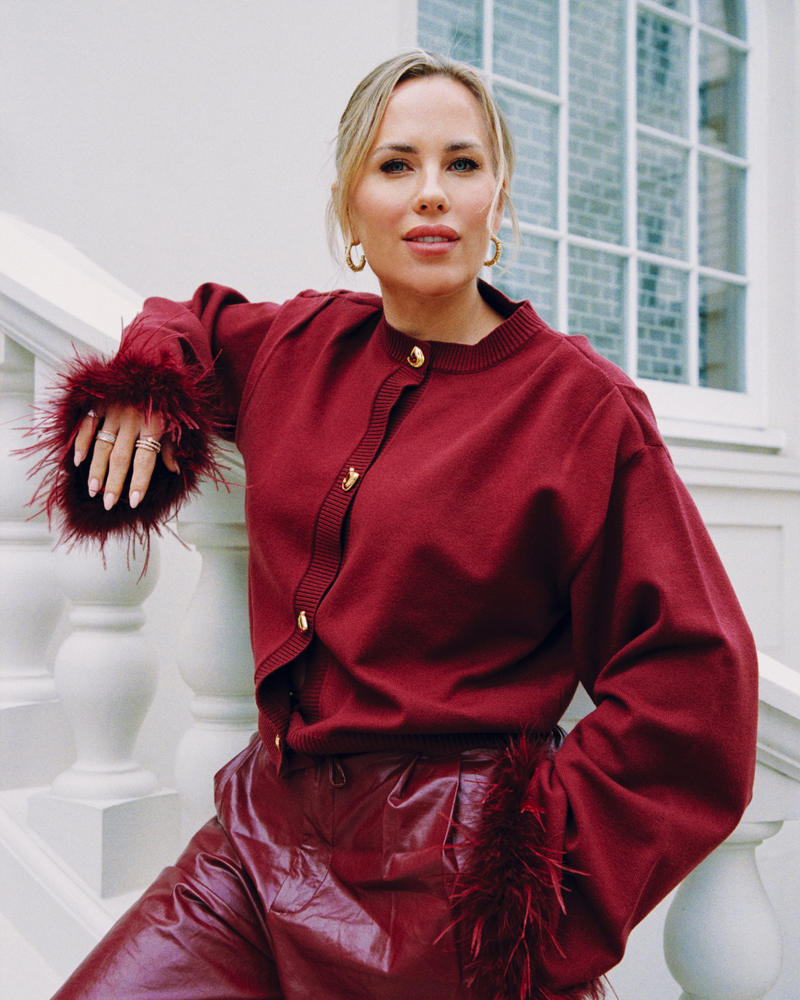 ladies knitted vest with furr sleeves MADY Bordeaux ladies knitted vest with furr sleeves MADY Bordeaux