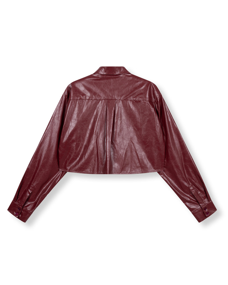 ladies woven cropped pu blouse LOU Bordeaux ladies woven cropped pu blouse LOU Bordeaux