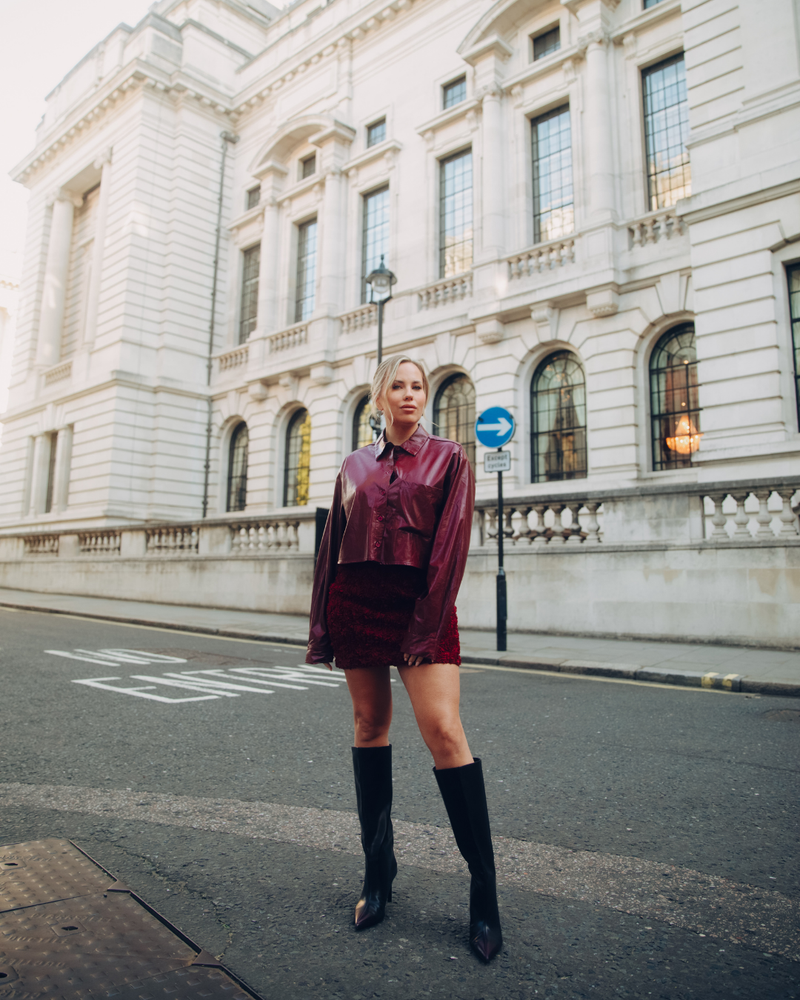 ladies woven cropped pu blouse LOU Bordeaux ladies woven cropped pu blouse LOU Bordeaux