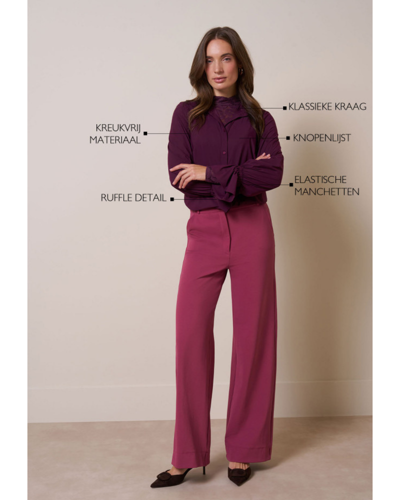 Duna ruffle blouse Bordeaux Duna ruffle blouse Bordeaux