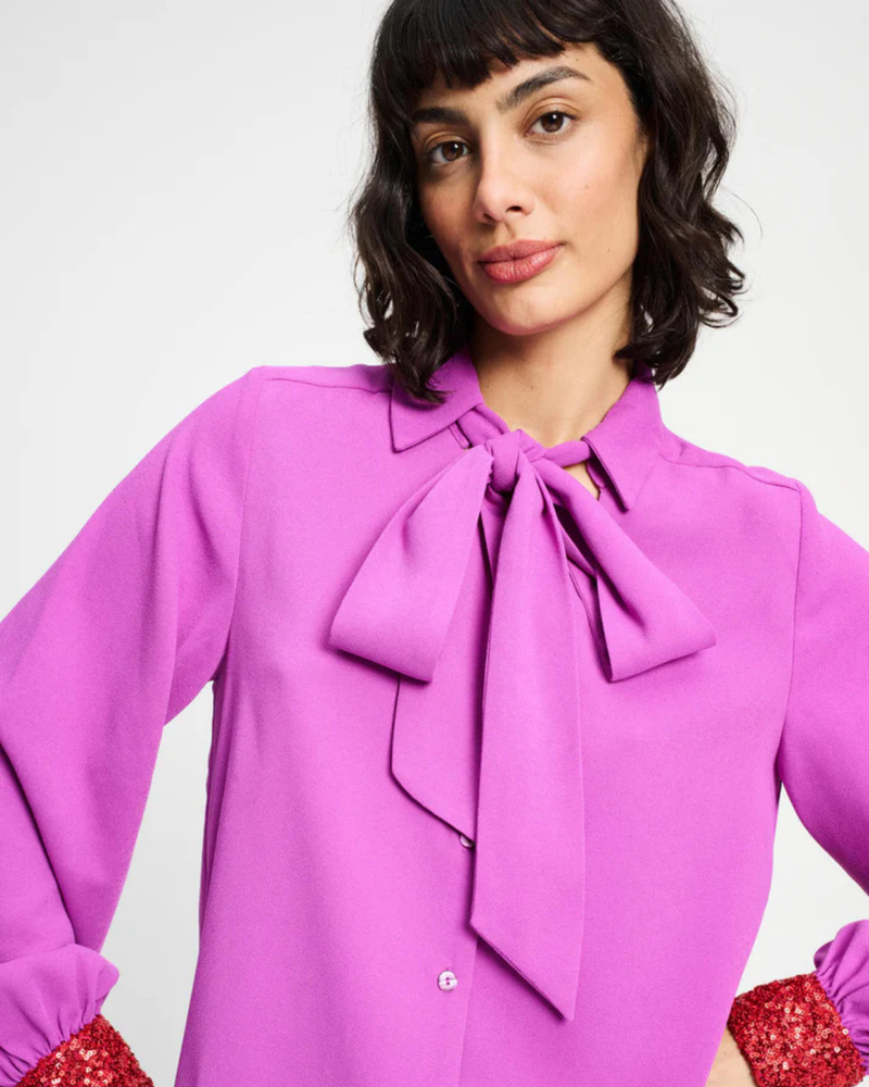 BLOUSE - Bow Frosting Pink Roze BLOUSE - Bow Frosting Pink Roze