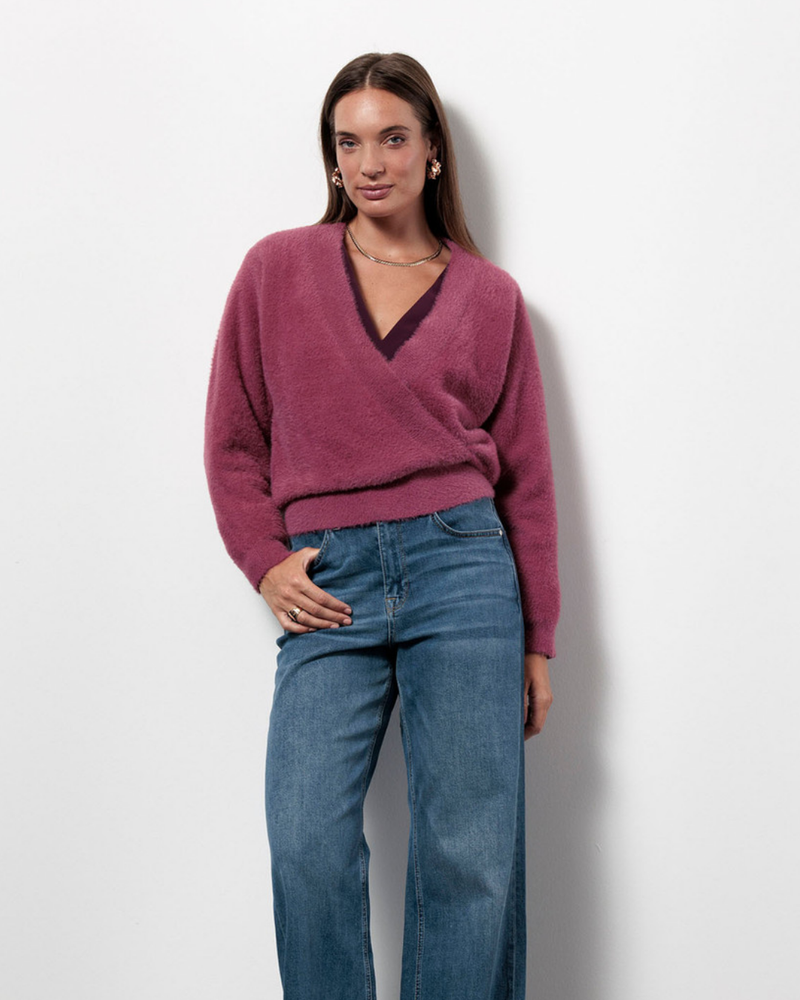 Nuri wrap pullover Roze Nuri wrap pullover Roze