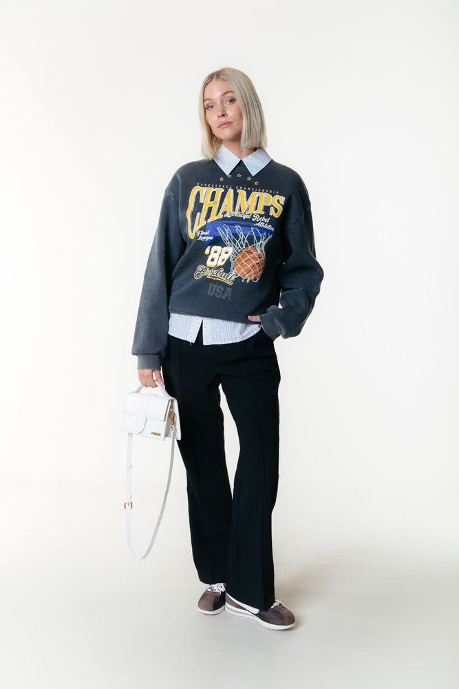 Talia Rhinestone Stripe Blouse Blauw Talia Rhinestone Stripe Blouse Blauw