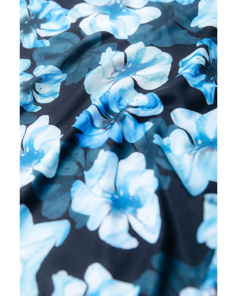 Neyo Flower Mesh Turtleneck Top Blauw Neyo Flower Mesh Turtleneck Top Blauw