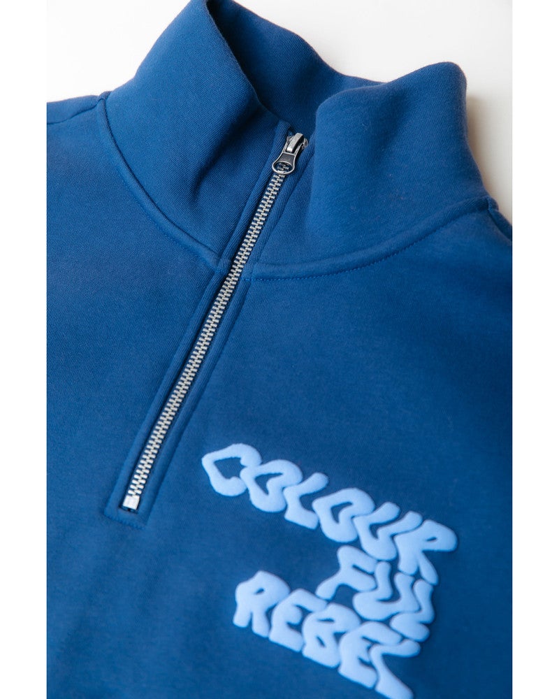 Uni Logo Relaxed Zip Sweat Blauw Uni Logo Relaxed Zip Sweat Blauw