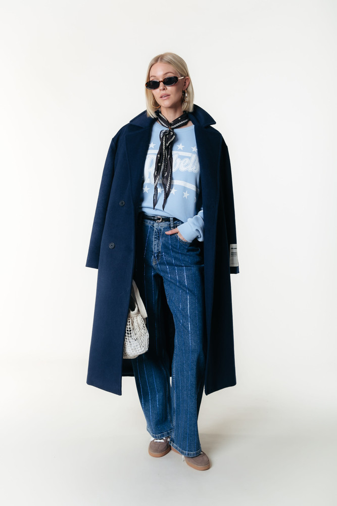 Gaias Rhinestones High Rise Wide Leg Denim Pants Blauw Gaias Rhinestones High Rise Wide Leg Denim Pants Blauw