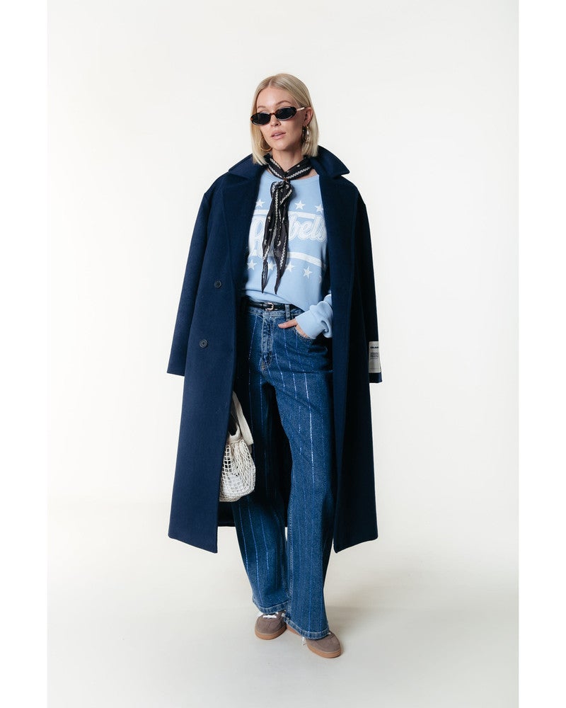 Gaias Rhinestones High Rise Wide Leg Denim Pants Blauw Gaias Rhinestones High Rise Wide Leg Denim Pants Blauw