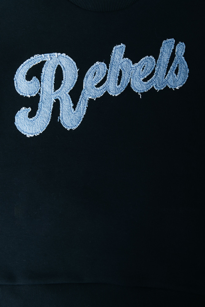 Denim Patch Relaxed Sweat Zwart 1 Denim Patch Relaxed Sweat Zwart 1