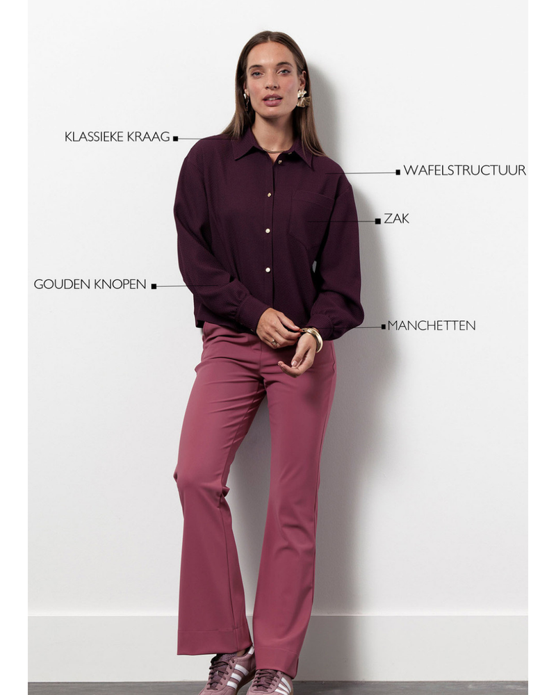 Melani waffle blouse Bordeaux Melani waffle blouse Bordeaux