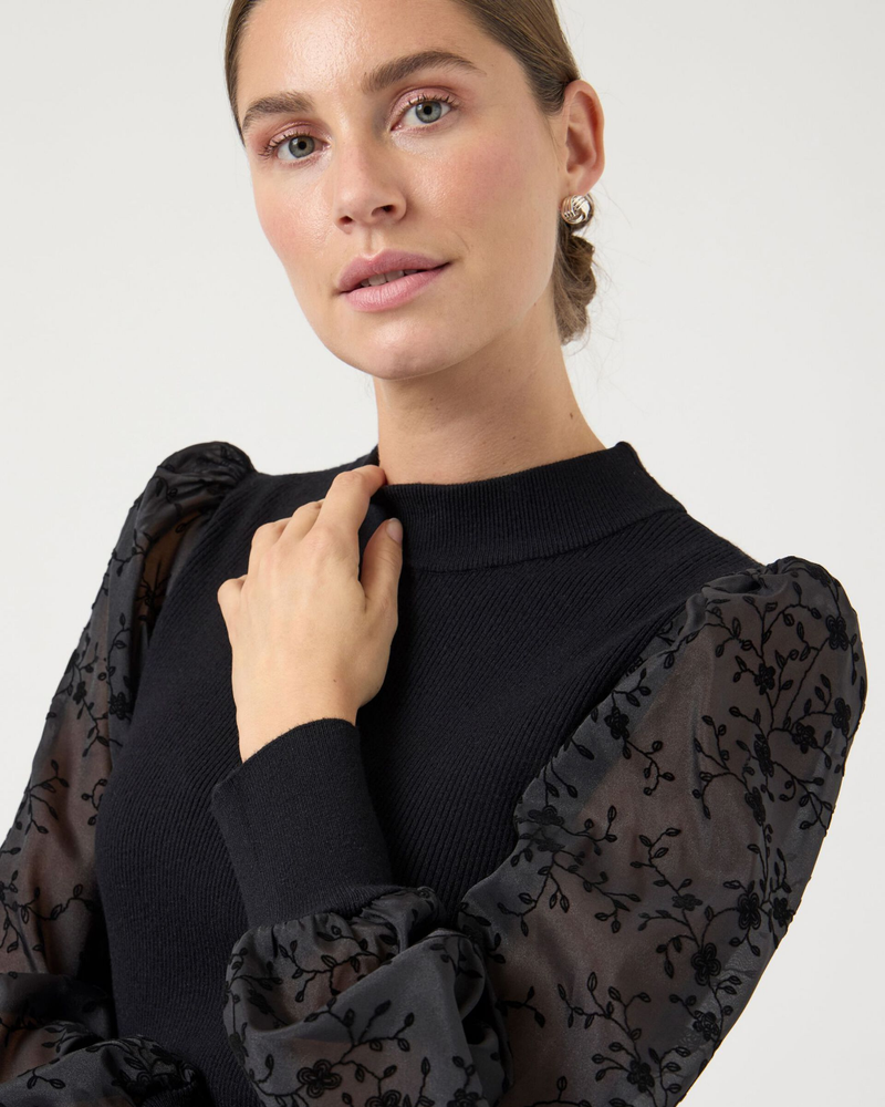 YASDOTME TOP MET BALLONMOUWEN Zwart 1 YASDOTME TOP MET BALLONMOUWEN Zwart 1