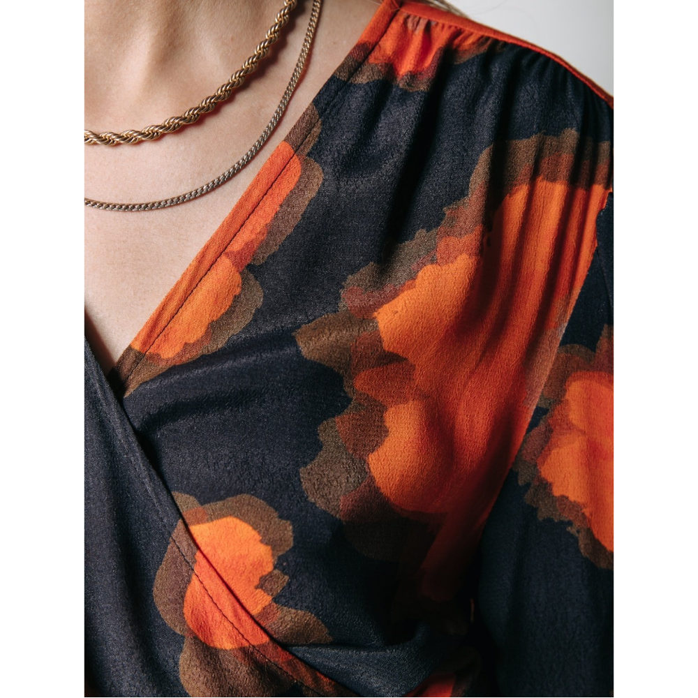 Lola Painted Flower Longsleeve Maxi Wrap Dress Multi KL Lola Painted Flower Longsleeve Maxi Wrap Dress Multi KL