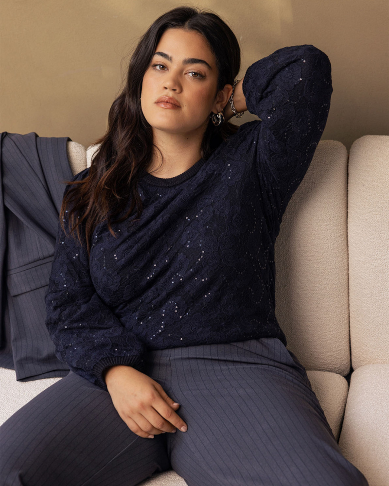 Lica lace pullover Donker Blauw Lica lace pullover Donker Blauw